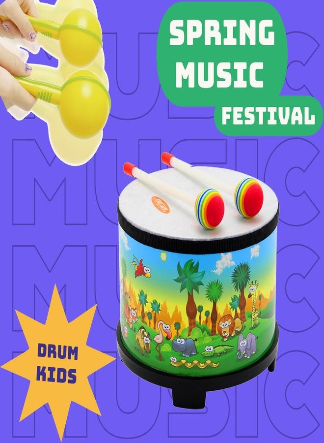 Crafteem Floor Tom Drum for Kids 8-inch Percussion Instrument Music Drum with 2 Mallets and Color Maracas for Baby Children Special Christmas Birthday Toy Gift - Image 4